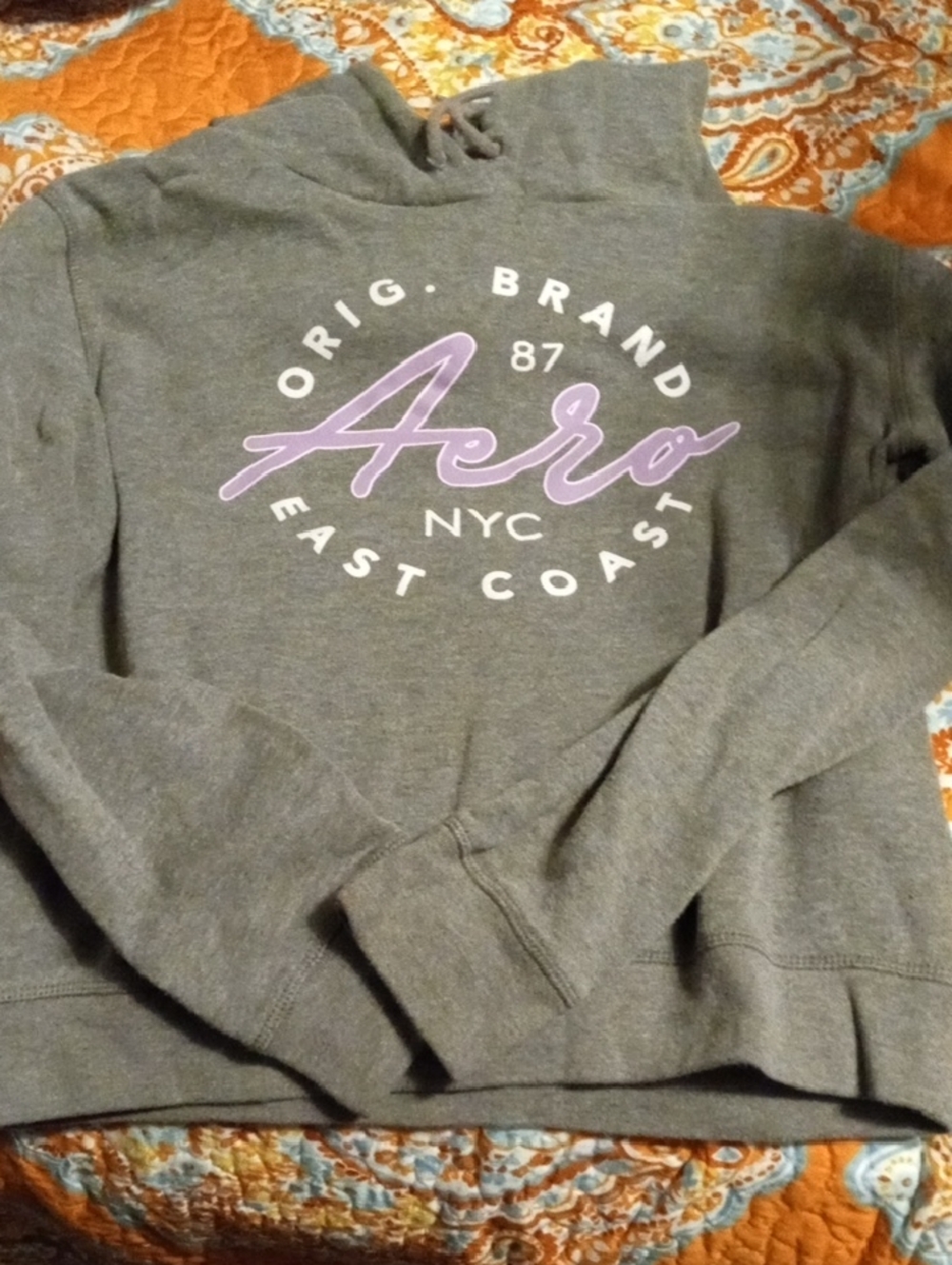 Aeropostale Gray Crewneck Sweater with Lavender Logo